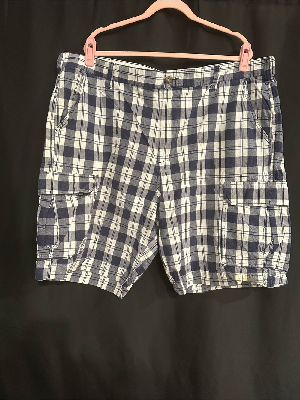 Merona Navy and White Plaid Cargo Shorts